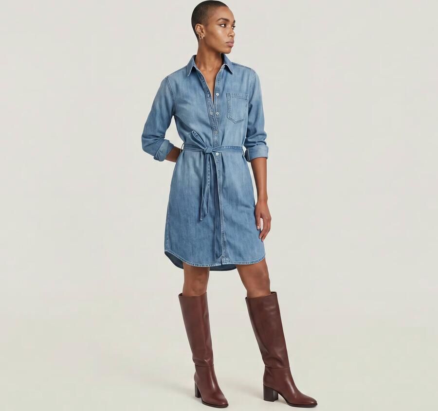 G-Star RAW Belt Overhemdjurk Midden blauw Dames - Foto 4