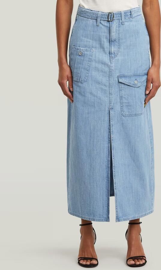 G-Star RAW Belted Long Cargorok Lichtblauw Dames - Foto 7