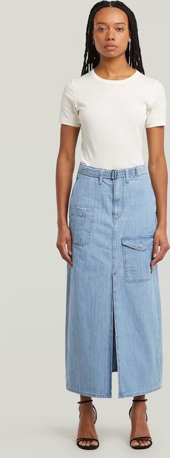 G-Star RAW Belted Long Cargorok Lichtblauw Dames - Foto 5