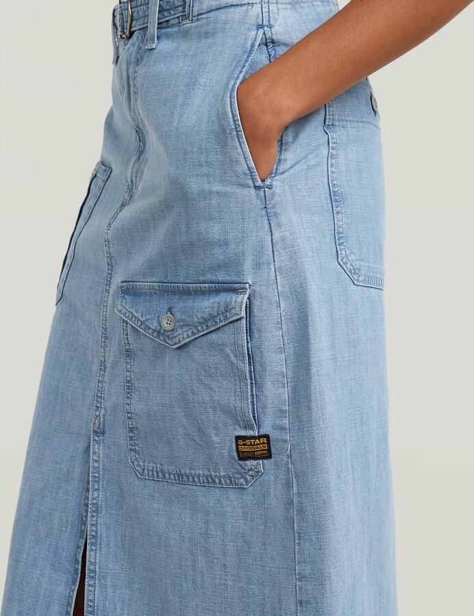 G-Star RAW Belted Long Cargorok Lichtblauw Dames - Foto 4