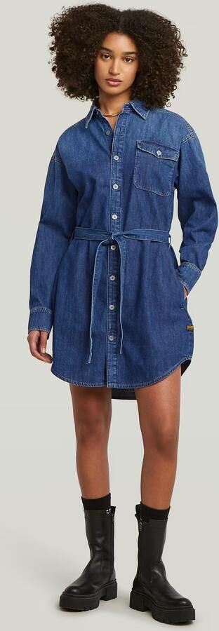 G-Star RAW Belted Overhemdjurk Donkerblauw Dames - Foto 7
