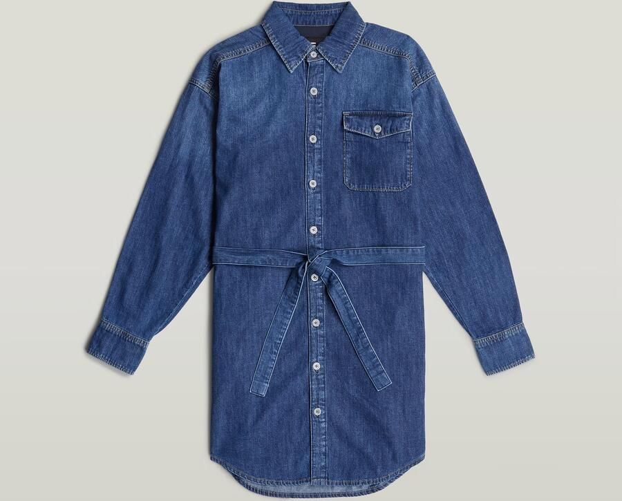 G-Star RAW Belted Overhemdjurk Donkerblauw Dames - Foto 5