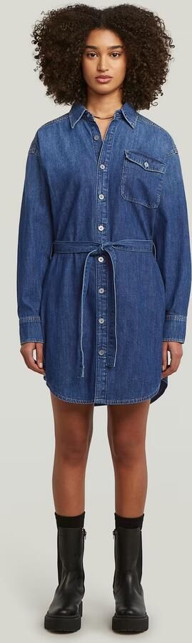 G-Star RAW Belted Overhemdjurk Donkerblauw Dames - Foto 3