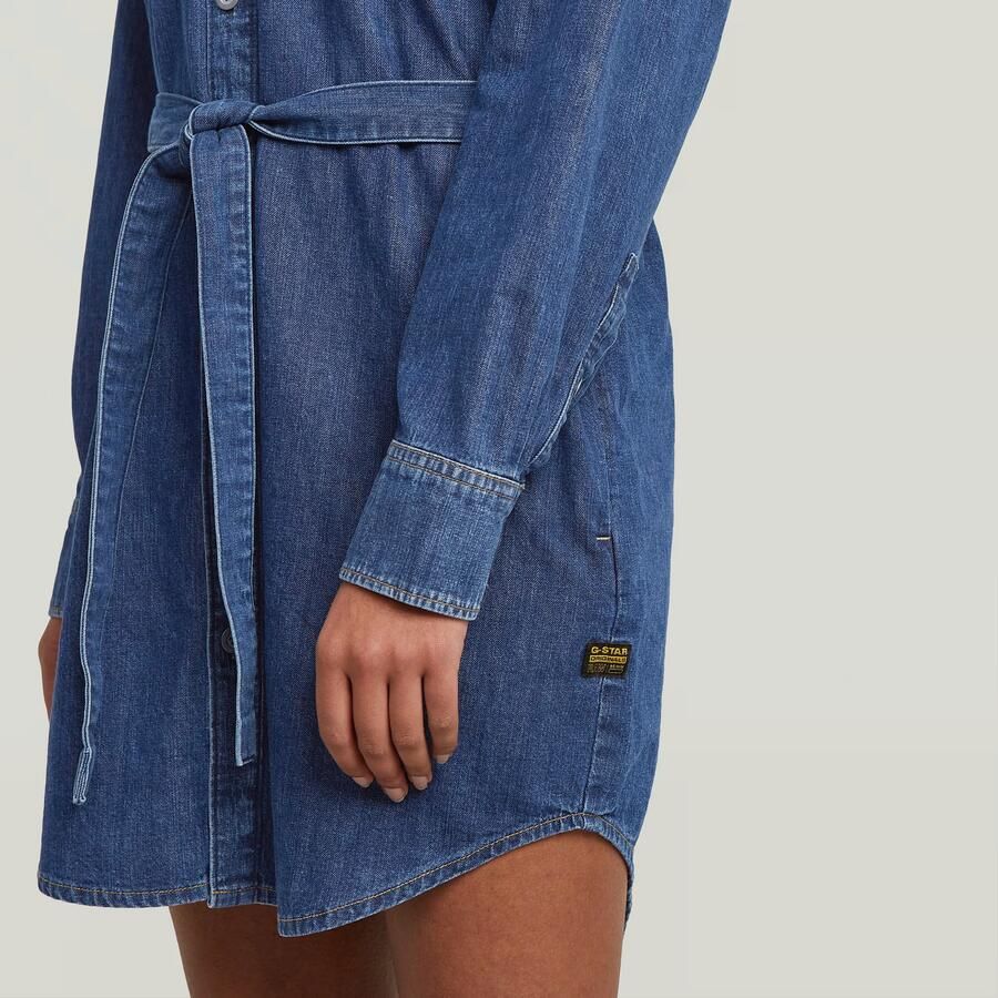 G-Star RAW Belted Overhemdjurk Donkerblauw Dames - Foto 4