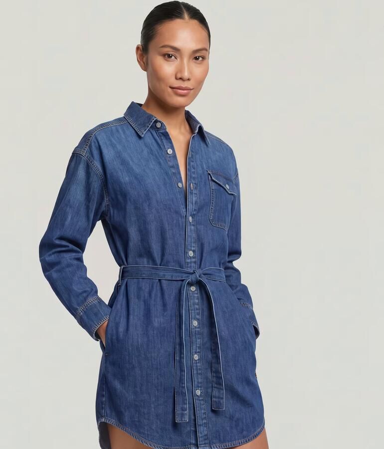 G-Star RAW Belted Overhemdjurk Donkerblauw Dames - Foto 6