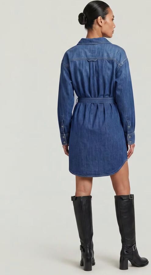 G-Star RAW Belted Overhemdjurk Donkerblauw Dames - Foto 8