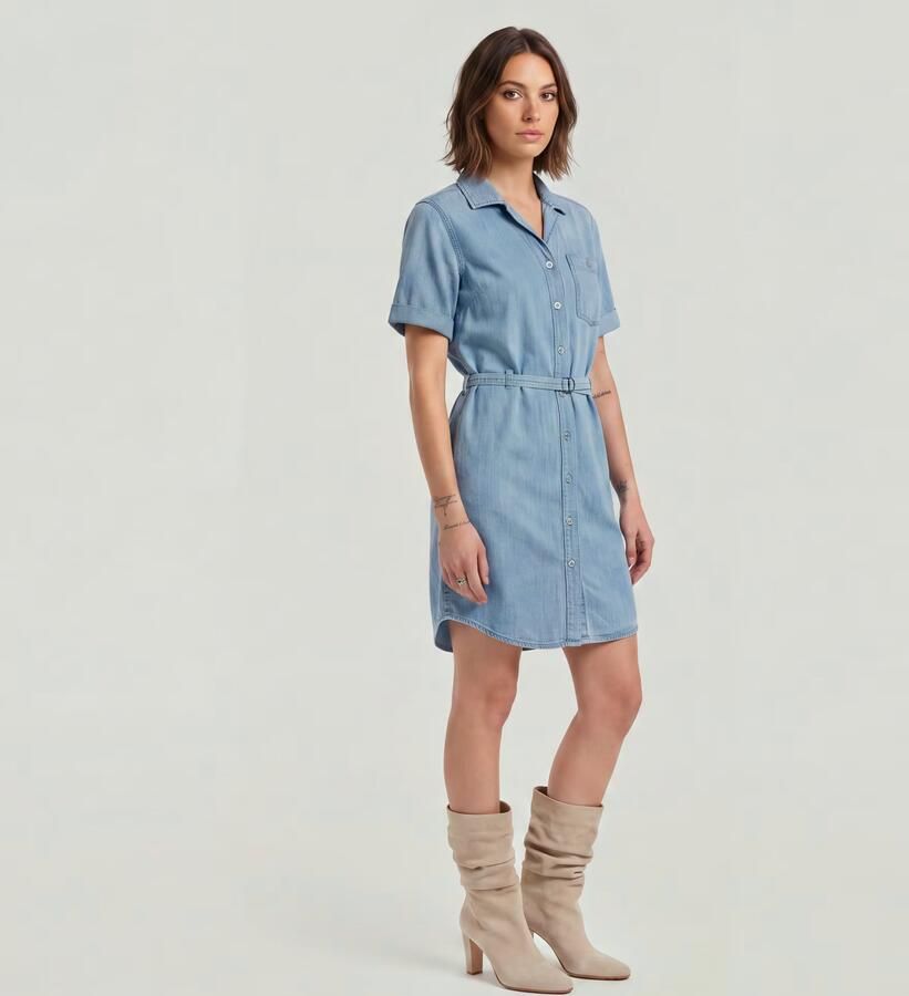 G-Star RAW Belted Overhemdjurk Lichtblauw Dames - Foto 3
