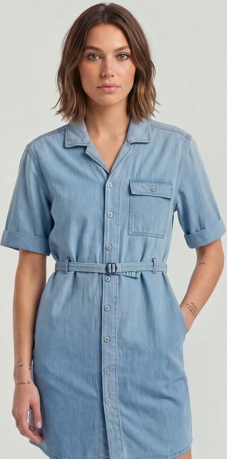 G-Star RAW Belted Overhemdjurk Lichtblauw Dames - Foto 5