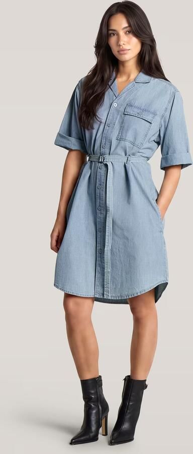 G-Star RAW Belted Overhemdjurk Lichtblauw Dames - Foto 7