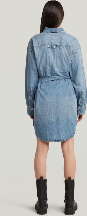 G-Star RAW Belted Overhemdjurk Midden blauw Dames - Foto 5