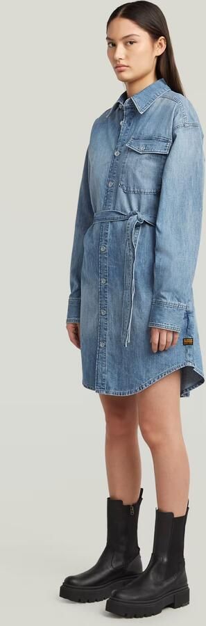 G-Star RAW Belted Overhemdjurk Midden blauw Dames - Foto 7