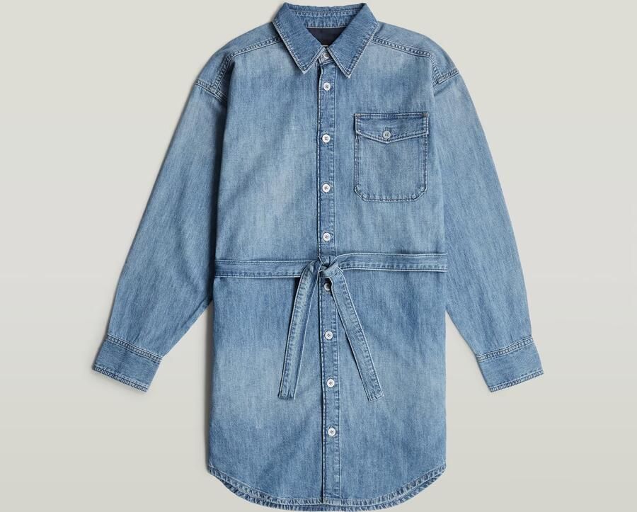 G-Star RAW Belted Overhemdjurk Midden blauw Dames - Foto 3