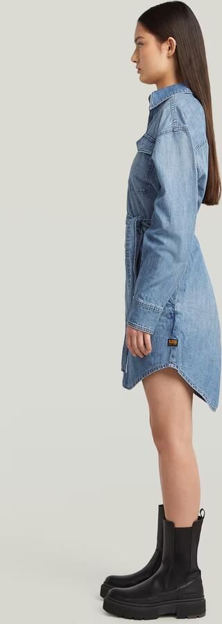 G-Star RAW Belted Overhemdjurk Midden blauw Dames - Foto 6