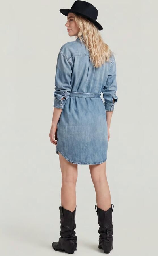 G-Star RAW Belted Overhemdjurk Midden blauw Dames - Foto 4