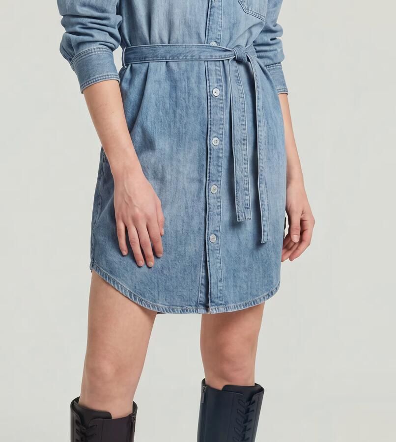 G-Star RAW Belted Overhemdjurk Midden blauw Dames - Foto 3