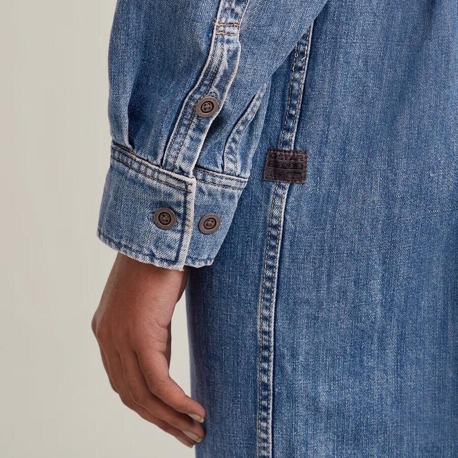 G-Star RAW Belted Oversized Spijkerjurk Midden blauw Dames