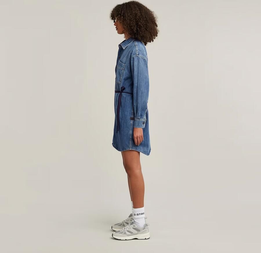 G-Star RAW Belted Oversized Spijkerjurk Midden blauw Dames - Foto 3