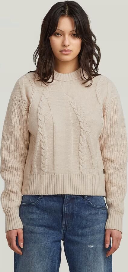 G-Star RAW Big Cable Knit Pullover Wit Dames