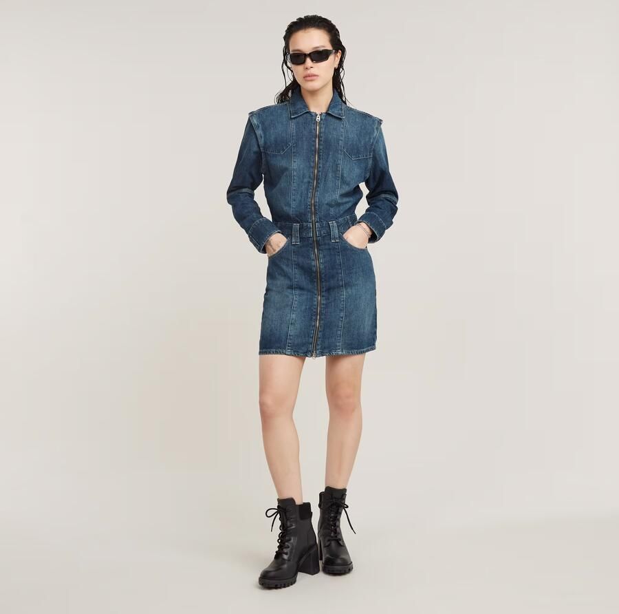 G-Star RAW Biker Jurk Donkerblauw Dames - Foto 5