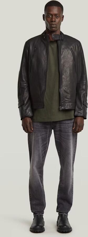 G-Star Raw Bikerjack van schapenleer met opstaande kraag - Foto 6