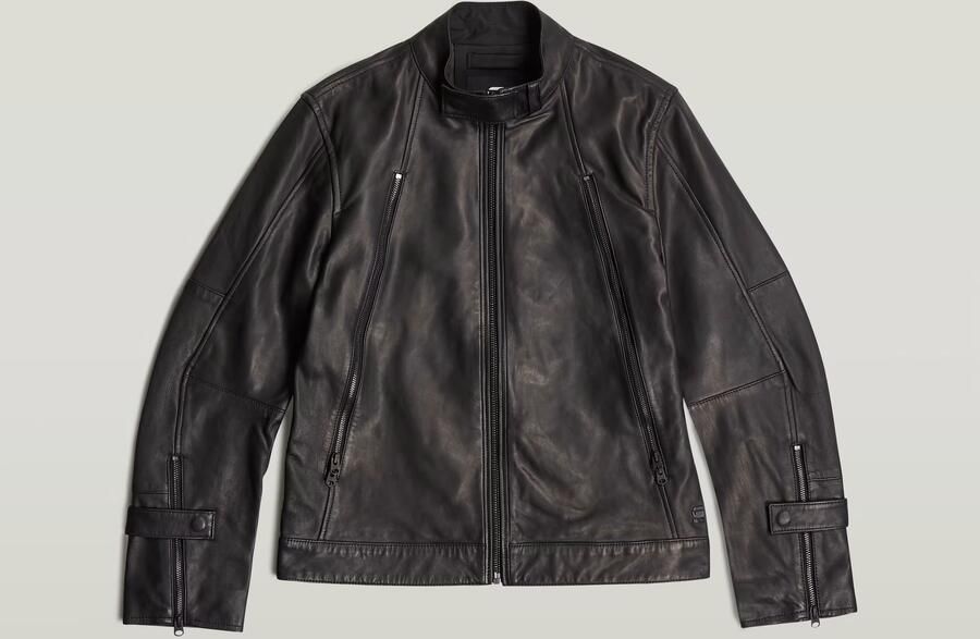 G-Star Raw Bikerjack van schapenleer met opstaande kraag - Foto 4
