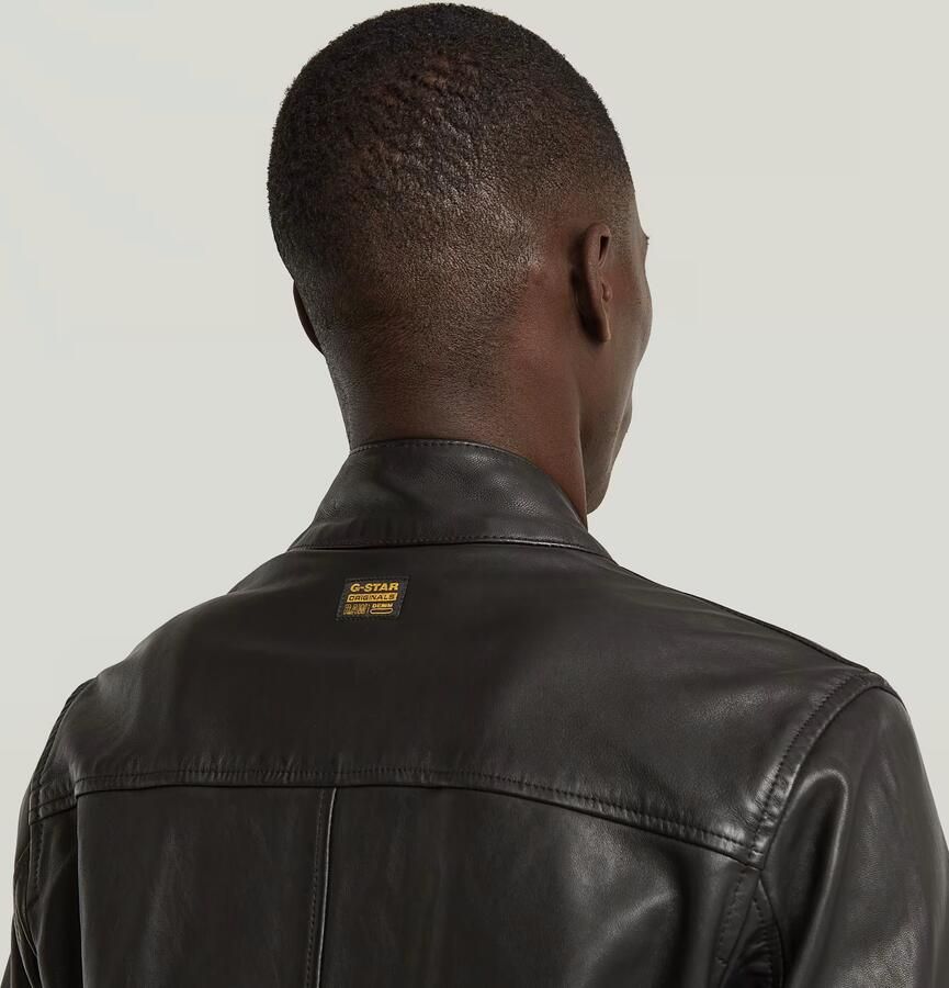 G-Star Raw Bikerjack van schapenleer met opstaande kraag - Foto 3