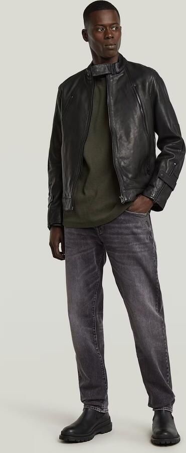 G-Star Raw Bikerjack van schapenleer met opstaande kraag - Foto 5