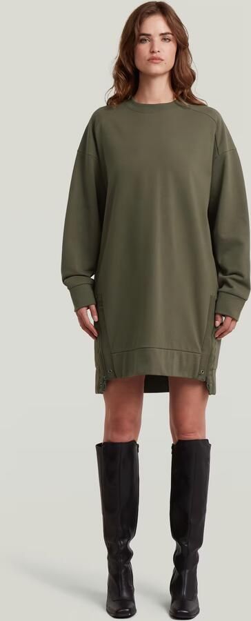 G-Star RAW Biker Zip Sweater Dress Groen Dames