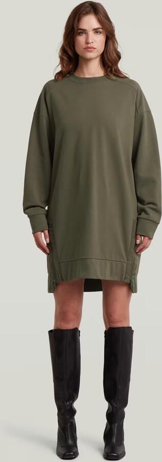 G-Star RAW Biker Zip Sweater Dress Groen Dames - Foto 6