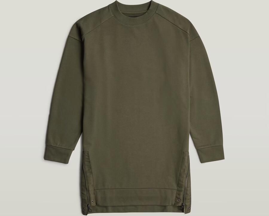G-Star RAW Biker Zip Sweater Dress Groen Dames - Foto 4