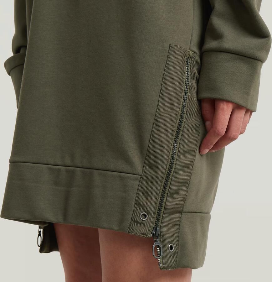 G-Star RAW Biker Zip Sweater Dress Groen Dames - Foto 3
