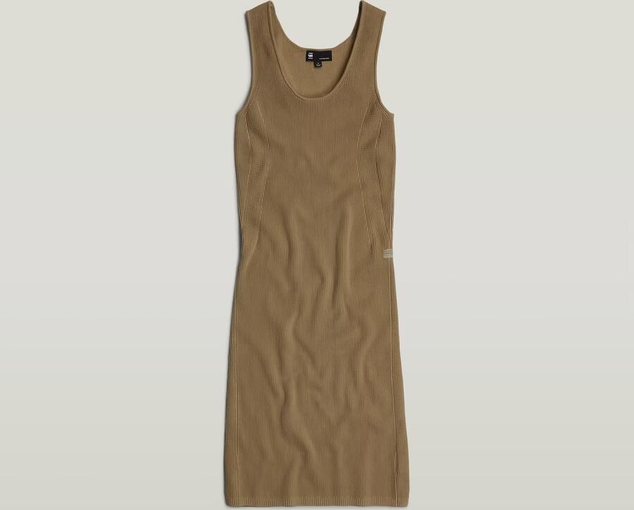 G-Star RAW Bodycon Ribboord Gebreide Hemdjurk Bruin Dames - Foto 5