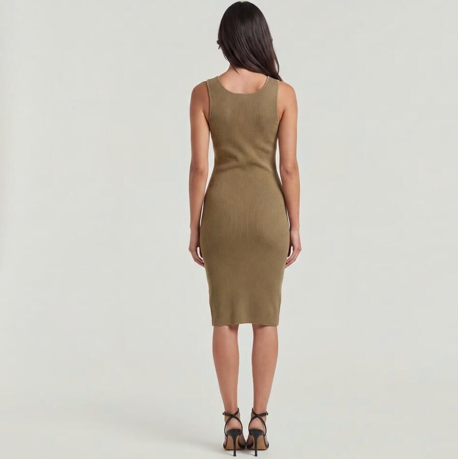 G-Star RAW Bodycon Ribboord Gebreide Hemdjurk Bruin Dames - Foto 4