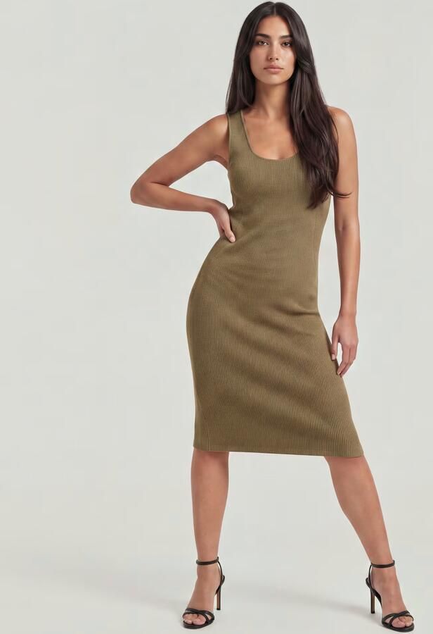 G-Star RAW Bodycon Ribboord Gebreide Hemdjurk Bruin Dames - Foto 6