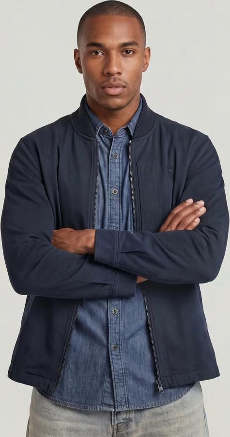 G-Star RAW Bomber Collar Zip Overshirt Donkerblauw Heren - Foto 6