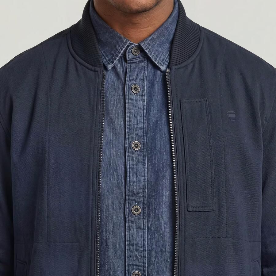G-Star RAW Bomber Collar Zip Overshirt Donkerblauw Heren - Foto 3