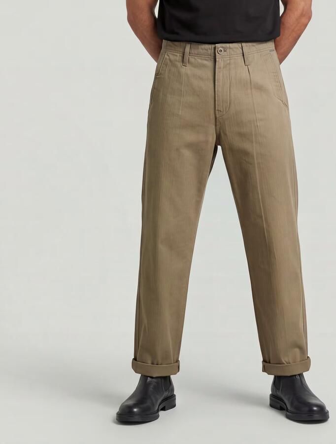 G-Star RAW Boulder Pleated Chino Bruin Heren - Foto 4