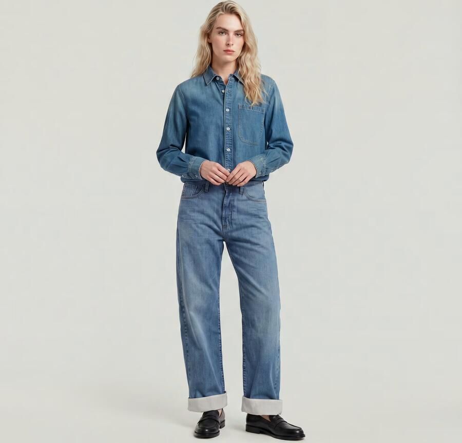 G-Star RAW Bowey Barrel Lined Loose Jeans Midden blauw Dames - Foto 5