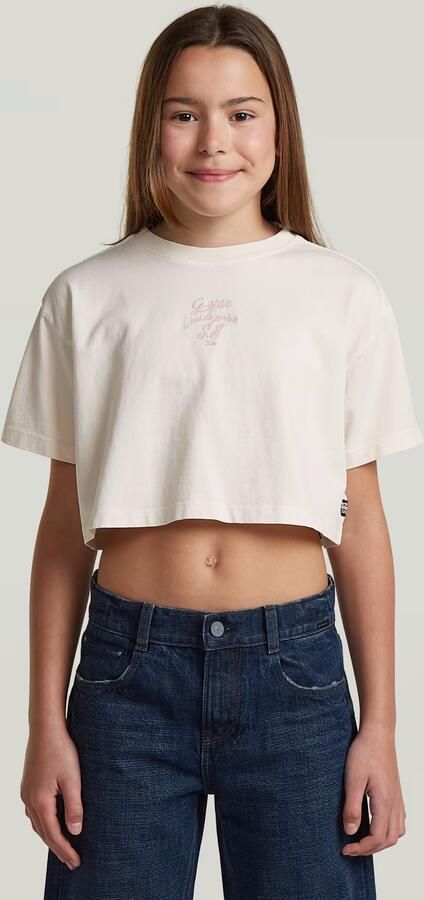 G-Star RAW Boxy Cropped T-Shirt voor meisjes Beige meisjes