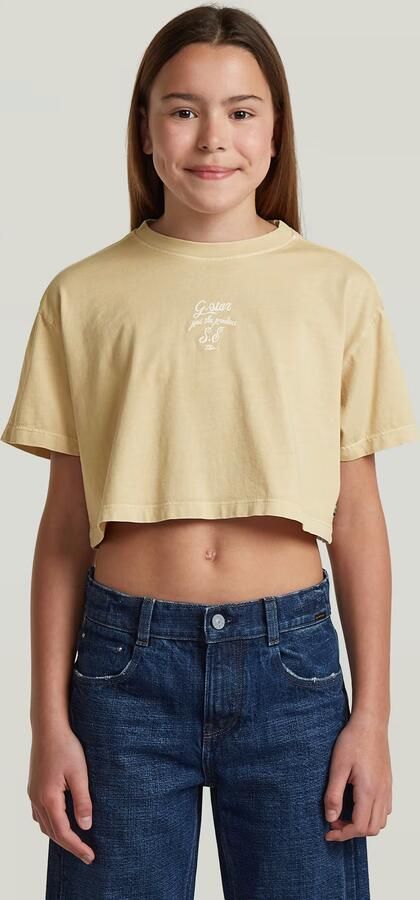 G-Star RAW Boxy Cropped T-Shirt voor meisjes Beige meisjes