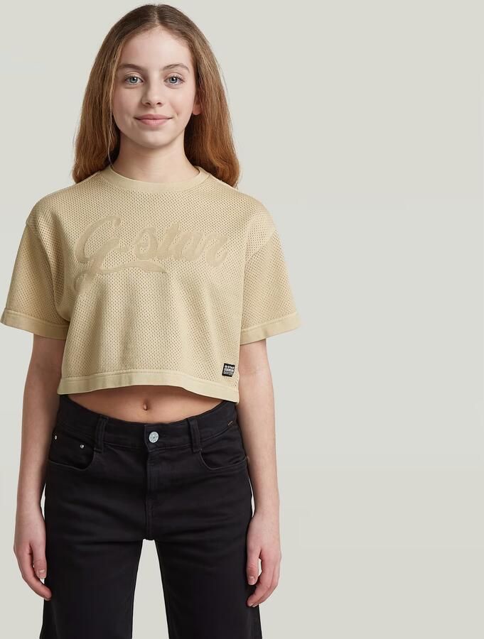 G-Star RAW Boxy Cropped T-Shirt voor meisjes Beige meisjes