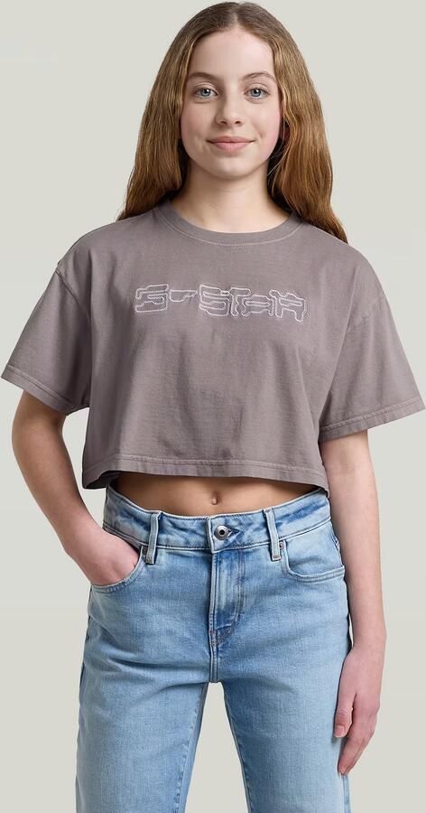 G-Star RAW Boxy Cropped T-Shirt voor meisjes Grijs meisjes - Foto 4
