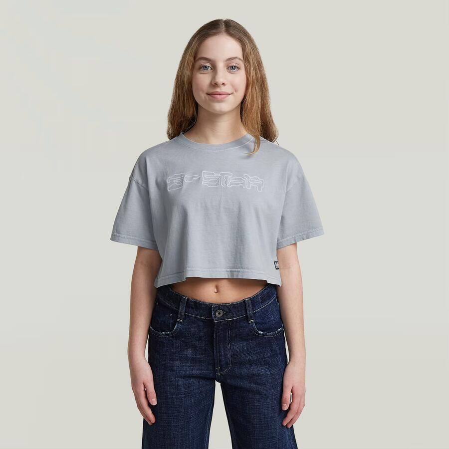 G-Star RAW Boxy Cropped T-Shirt voor meisjes Lichtblauw meisjes - Foto 3