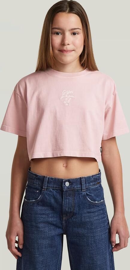 G-Star RAW Boxy Cropped T-Shirt voor meisjes Roze meisjes