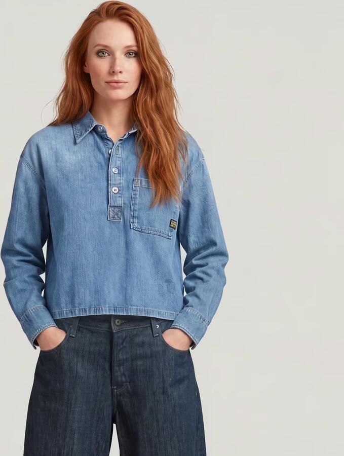 G-Star RAW Boxy Day Shirt Midden blauw Dames - Foto 4
