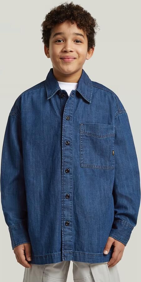 G-Star RAW Boxy Fit Overhemd voor jongens Donkerblauw jongens