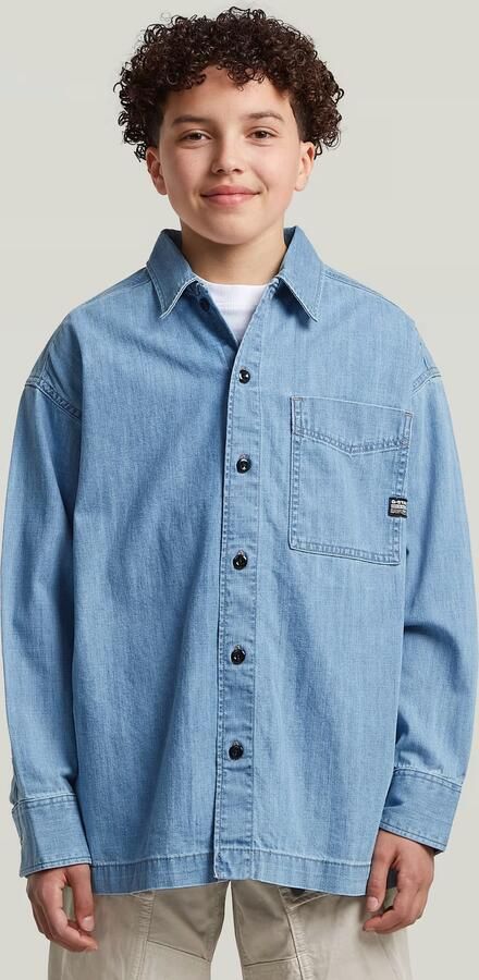 G-Star RAW Boxy Fit Overhemd voor jongens Lichtblauw jongens