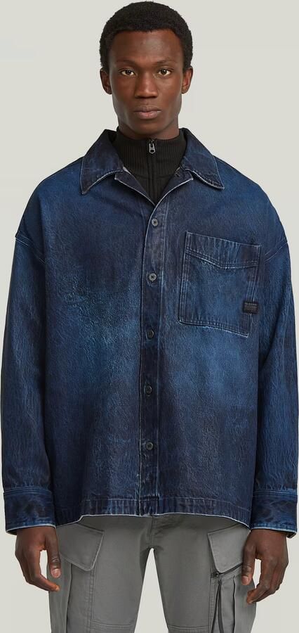 G-Star RAW Boxy Fit Overshirt Donkerblauw Heren