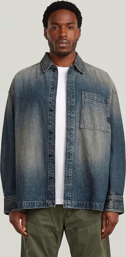 G-Star RAW Boxy Fit Overshirt Donkerblauw Heren
