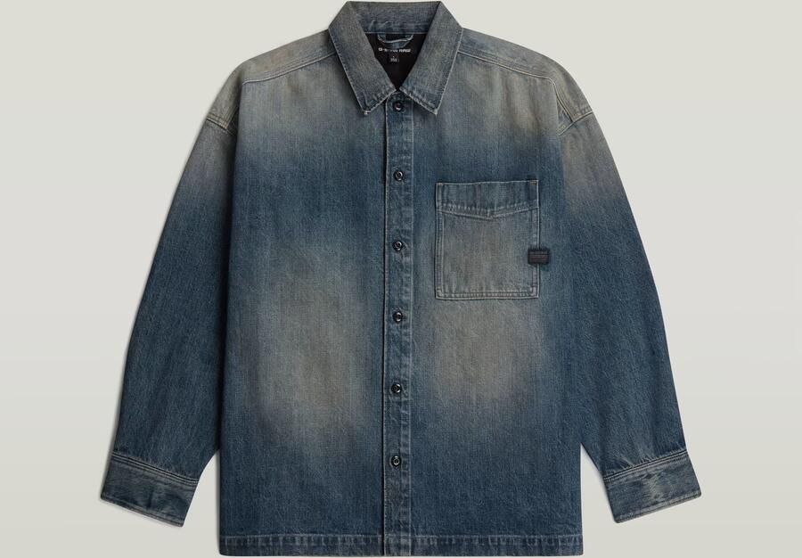 G-Star RAW Boxy Fit Overshirt Donkerblauw Heren - Foto 4